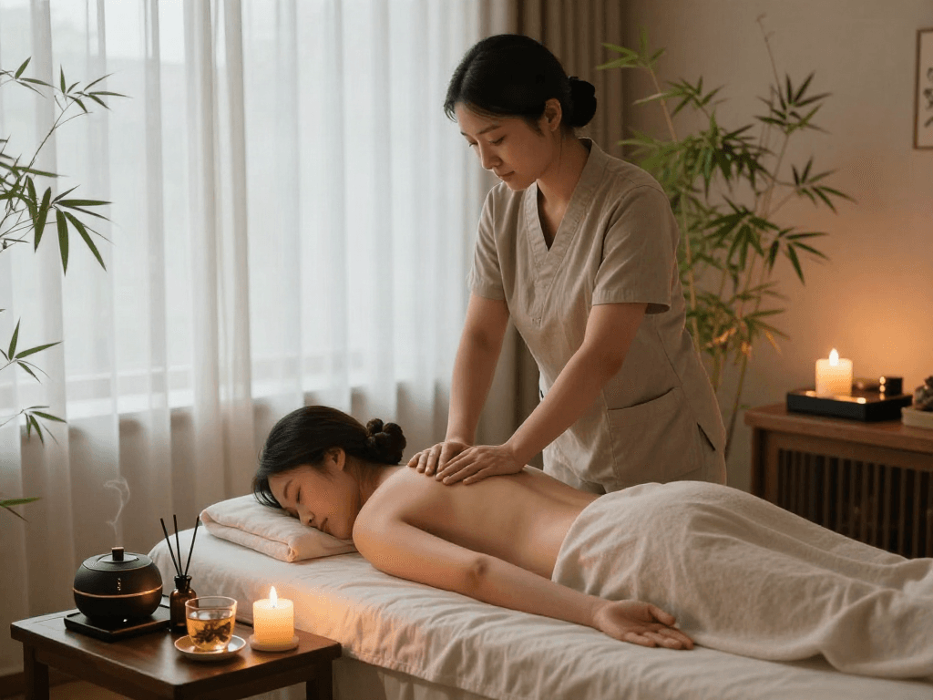 천호동출장마사지 experience in a tranquil massage therapy room.