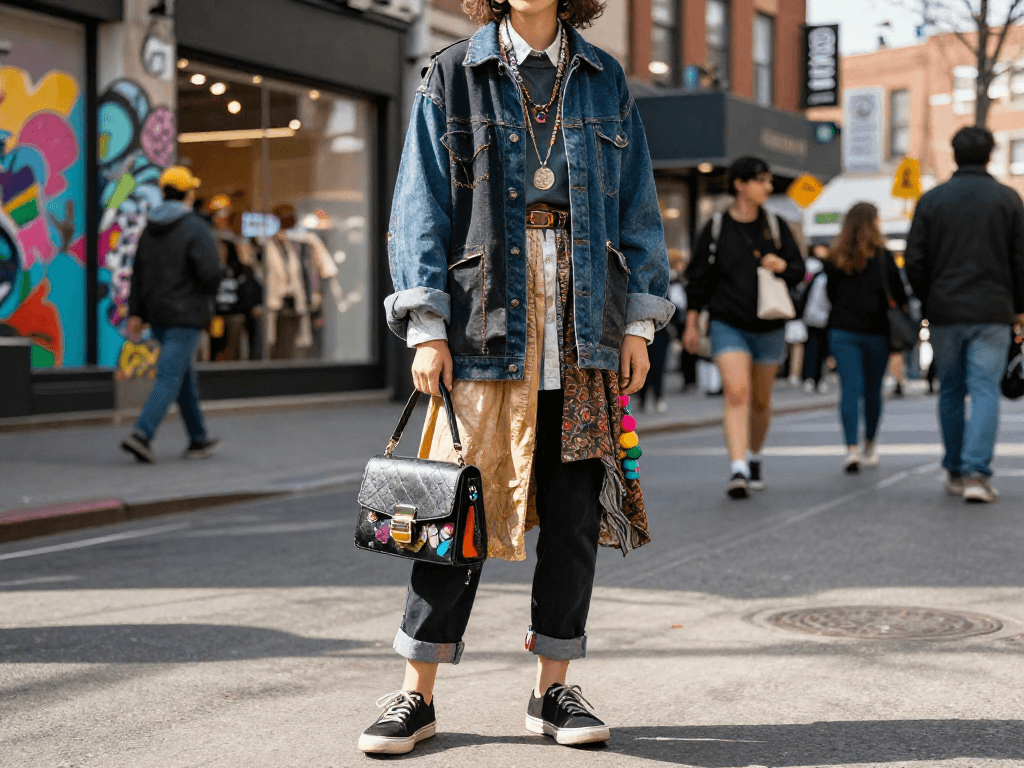 Stylish urban fashion featuring quality materials by rokok88 in vibrant city scene.