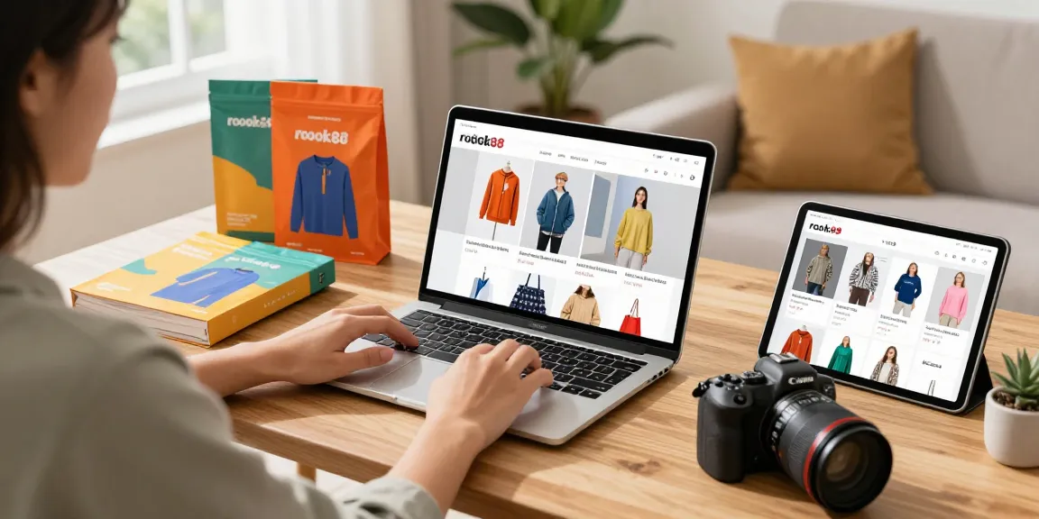 Shopping online for exclusive rokok88 merchandise in a cozy setting.