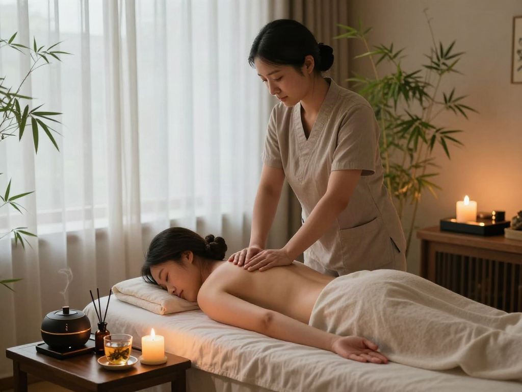 천호동출장마사지 experience in a tranquil massage therapy room.