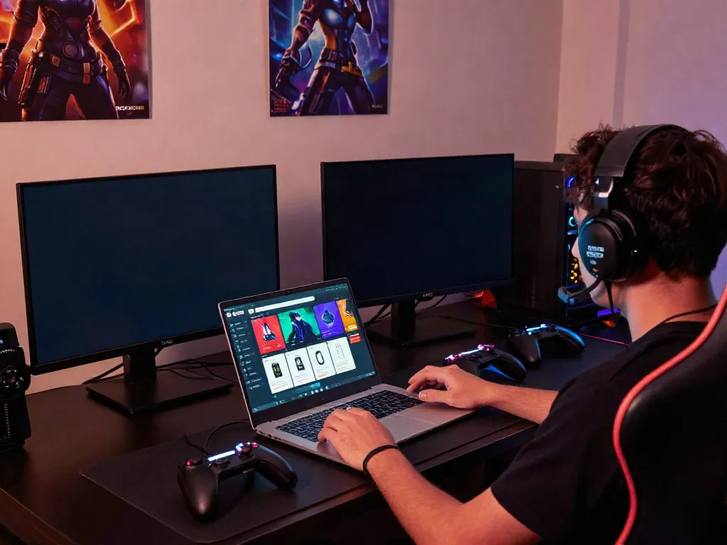 Exciting ROKOK88 login gaming environment with vibrant interface and focused player.