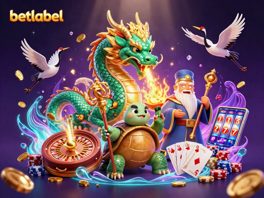 Experience captivating gaming action at betlabel with a dragon, turtles, and lucky cranes.