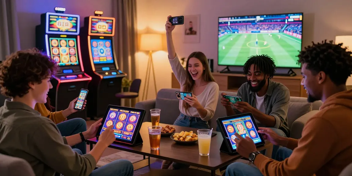 Friends enjoying online gaming experience at 89e com with slots and live sports.