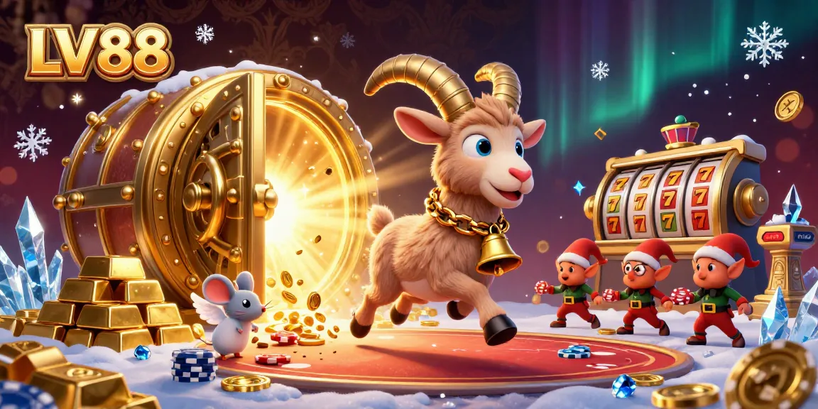 Experience the thrilling excitement at LV 88 casino with vibrant gaming elements and festive characters.