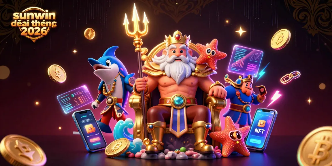 Win big at sunwin đổi thưởng 2026 with Neptune and his riches in this vibrant casino-themed illustration.