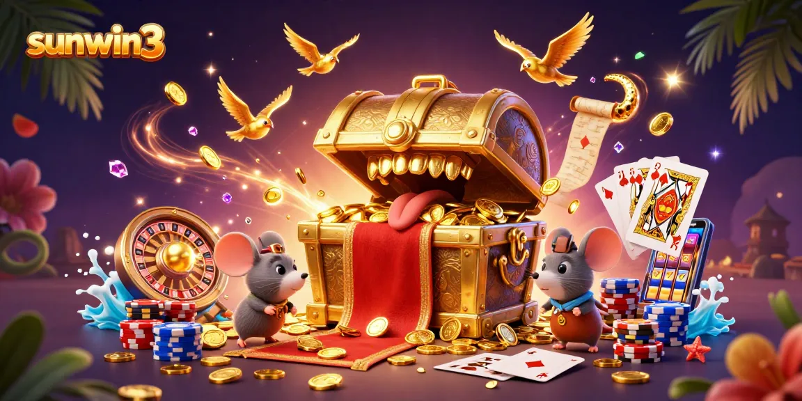 Experience exhilarating wins at sunwin3 with a vibrant casino scene filled with treasure and games.