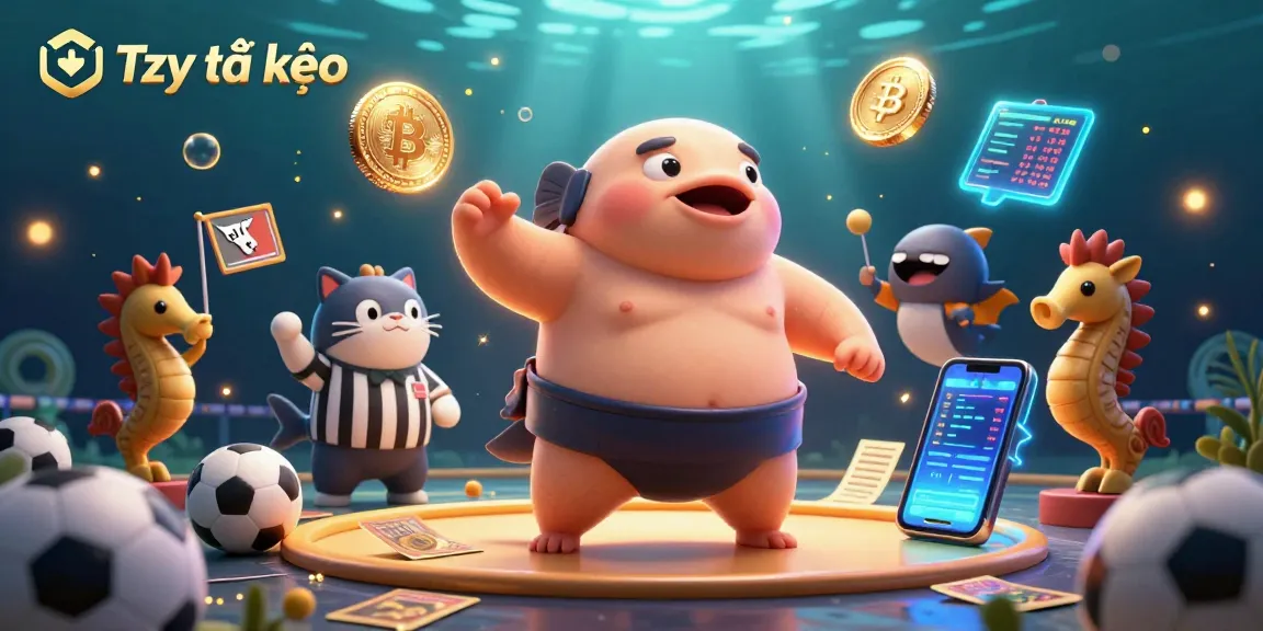 Experience Tỷ lệ kèo in action with sports-themed underwater scene of fugu, catfish, and seahorses.