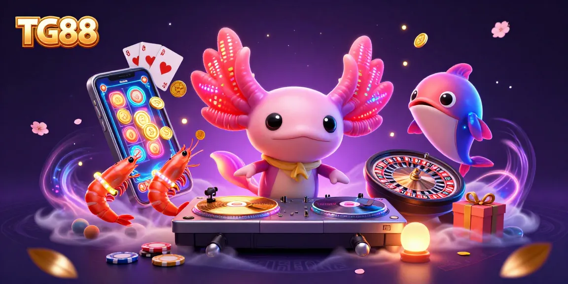 Experience thrilling adventures at TG88 with neon characters surrounded by casino action.