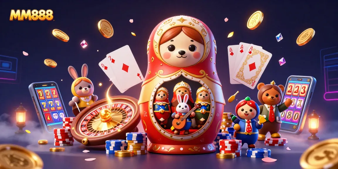 Engage with MM888's exciting gaming experience featuring a vibrant casino scene.