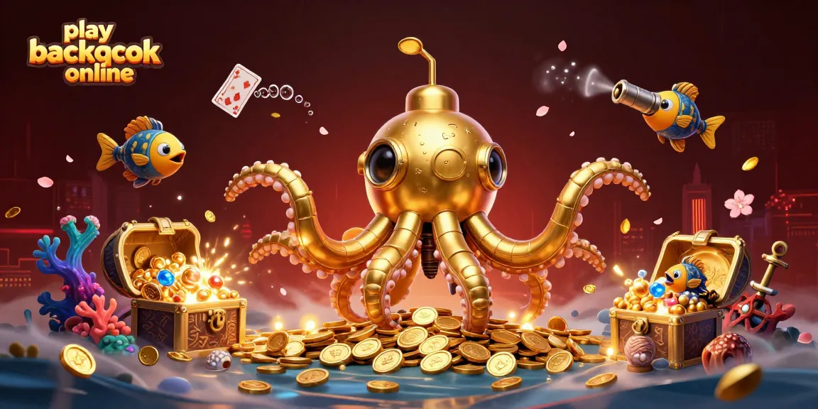 Play blackjack online with immersive underwater casino scene featuring a golden kraken and treasure